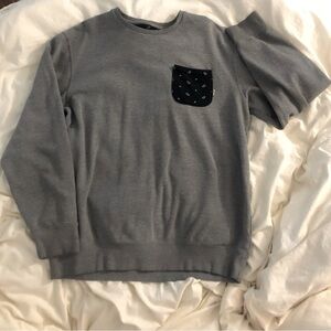 Vans Men’s Pullover Gray Sweatshirt Crewneck Long Sleeves Pocket XL Extra Large